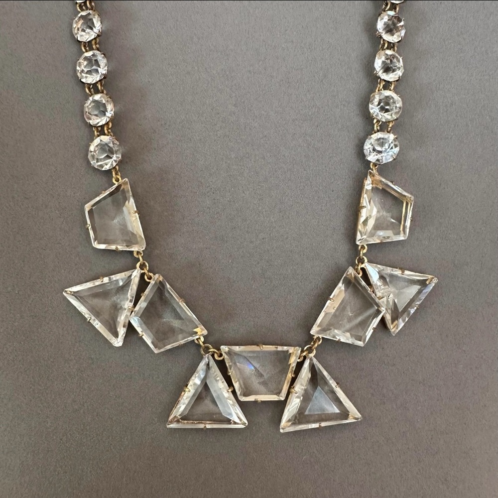 Art Deco Cut Crystal Riviere Statement Necklace signed Czechoslovakia